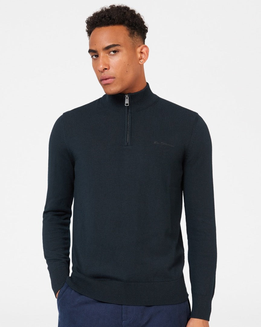 Knitwear Ben Sherman Merino Half-Zip Noir | CXS-17250253